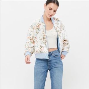 Urban Outfitters Floral Velvet Bomber Jacket